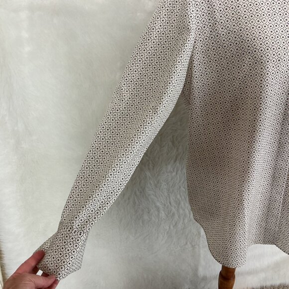 Lafayette 148 Black & White Scottie Dot Print Button Up Shirt Blouse L - Picture 3 of 10